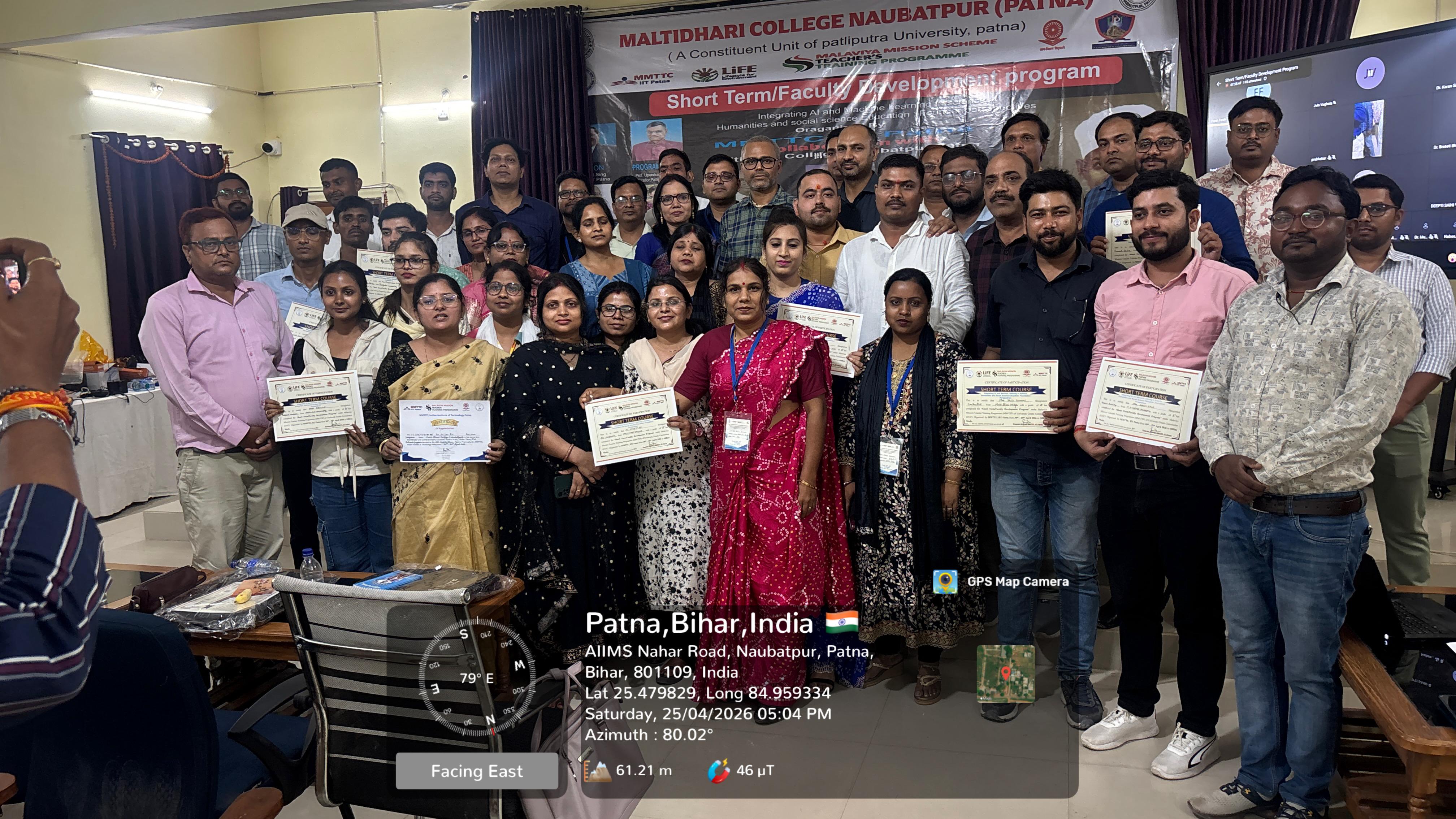 Closing  Day FDP by MMTC on AI & ML Integration by IIT,Patna(Group Photography) dated 20-4-2026